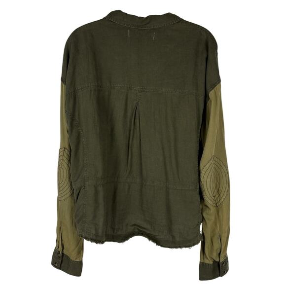 Free People DAY DRIFTER Utility Cargo Button Down Shirt Top Green M NWOT $128 - Picture 9 of 11